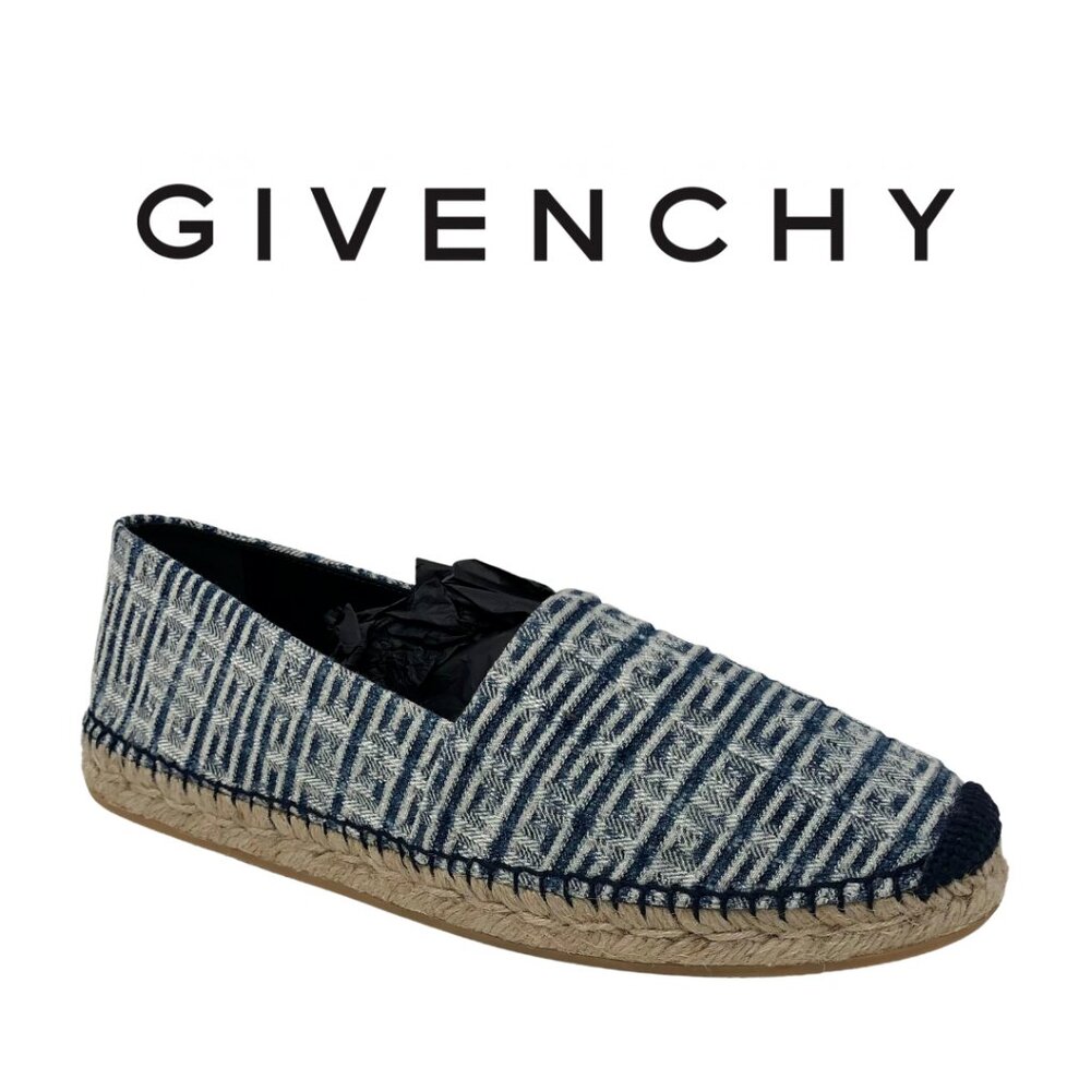 NWB Men's GIVENCHY Logo Print Espadrilles, Size 42 EUR, Denim Blue